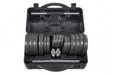 Набор гантелей + гриф для штанги 30 кг, пластиковый кейс Bradex SF 0558