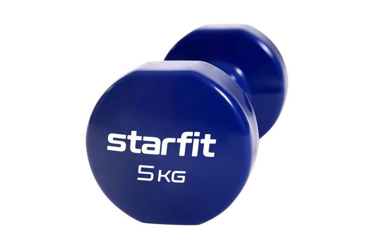 Гантель виниловая Core 5 кг Star Fit DB-101 темно-синий фото 2