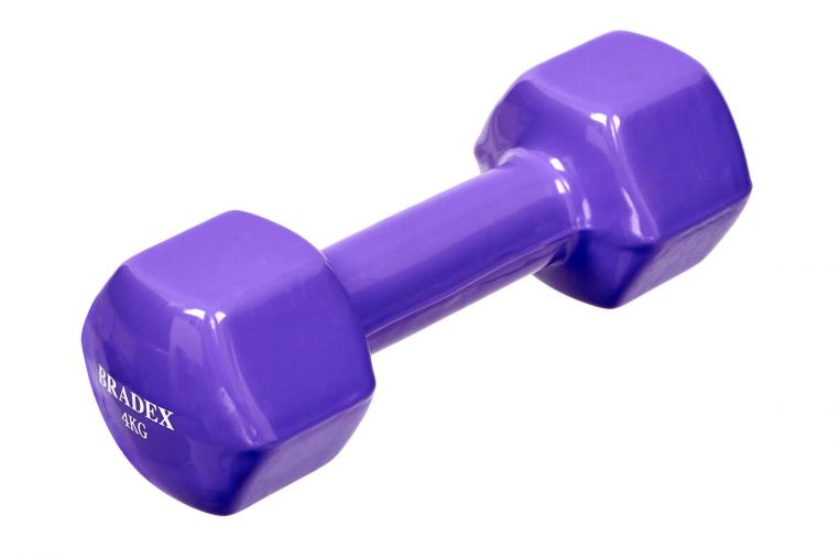Гантель обрезиненная 4кг Bradex SF 0537 фиолетовый 