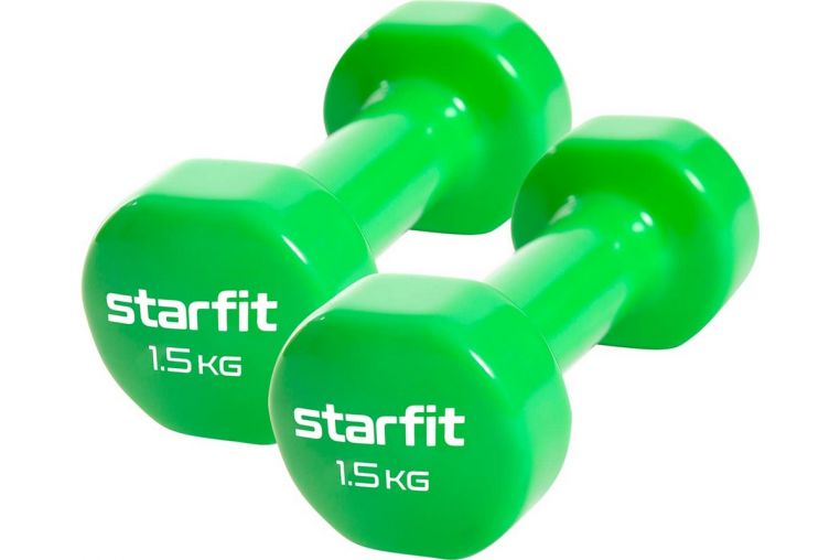 Гантель виниловая Core Star Fit DB-101 1,5 кг, зеленый, 2 шт 