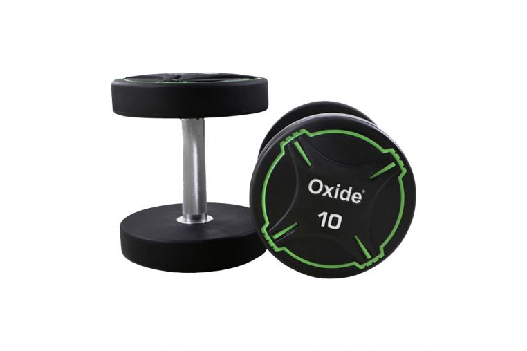 Гантель круглая, полиуретановая 2,5кг Oxide Fitness прямая хромированная ручка со сплошной накаткой ODB01 фото 1