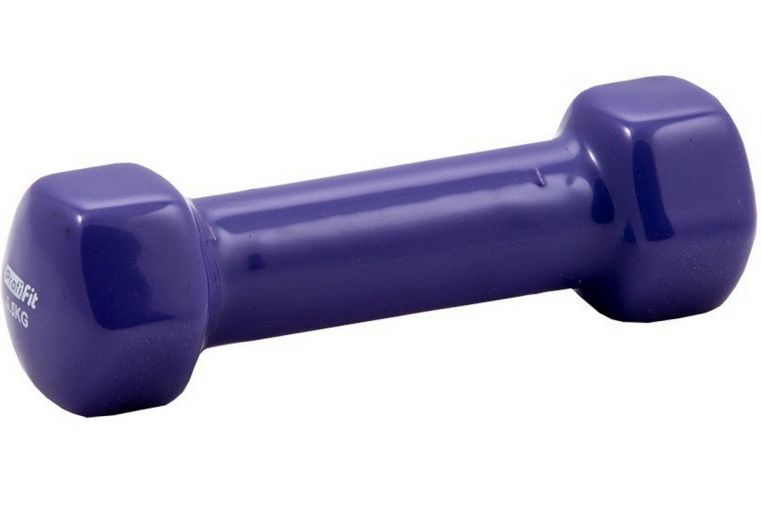 Гантель в виниловой оболочке 0,5 кг Profi-Fit форма шестигранник, фиолетовый 