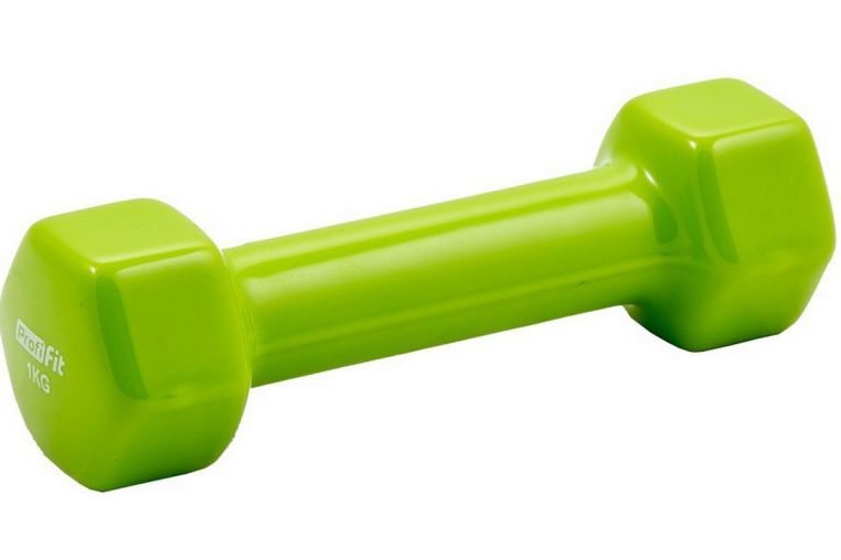 Гантель в виниловой оболочке 1 кг Profi-Fit форма шестигранник, зеленый 