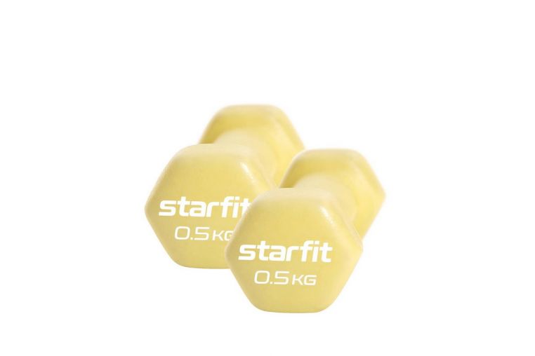 Гантель неопреновая Core 0,5 кг Star Fit DB-201 желтый пастель, пара 