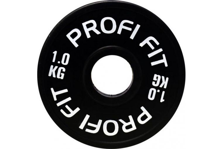 Диск для штанги Profi-Fit каучуковый, черный d-51 1кг 