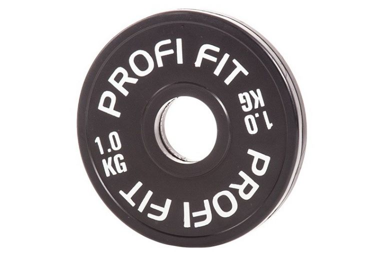 Диск для штанги Profi-Fit каучуковый, черный d-51 1кг фото 3