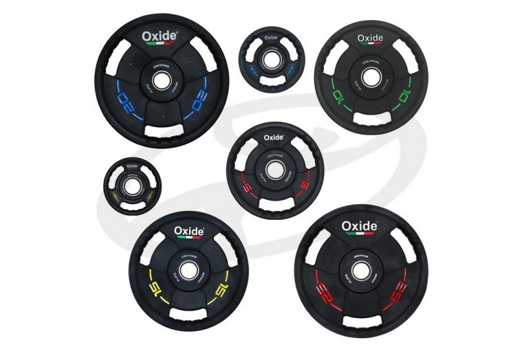 Диск олимпийский Oxide Fitness OWP02 D50мм полиуретановый, с 3-мя хватами, черный 2,5кг. фото 4