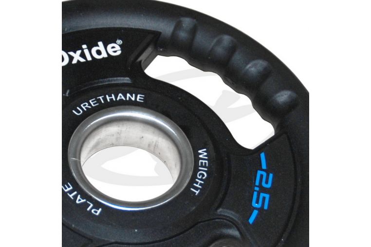 Диск олимпийский Oxide Fitness OWP02 D50мм полиуретановый, с 3-мя хватами, черный 2,5кг. фото 6