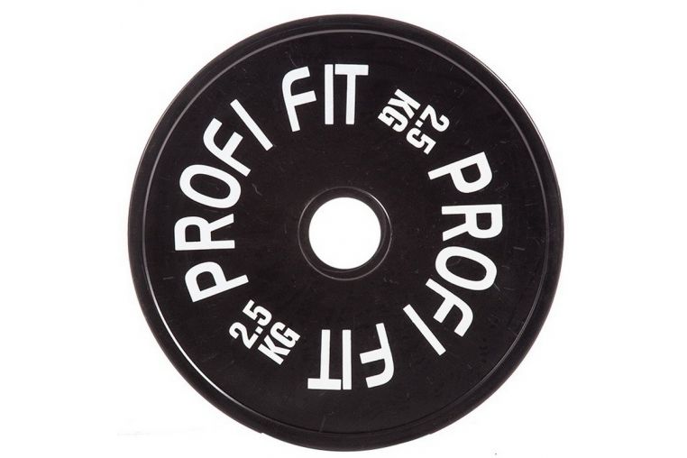 Диск для штанги Profi-Fit каучуковый, черный, d-51 2,5кг фото 2