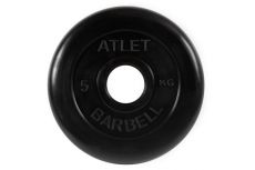 Диск обрезиненный d51мм MB Barbell Atlet 5кг черный MB-AtletB51-5