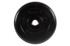 Диск обрезиненный d31мм MB Barbell Atlet 5кг черный MB-AtletB31-5