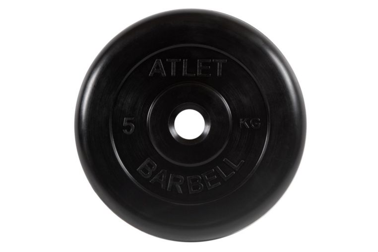 Диск обрезиненный d31мм MB Barbell Atlet 5кг черный MB-AtletB31-5 