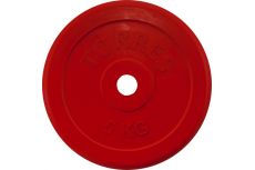 Диск обрезиненный Torres 5 кг PL50405, D25 мм, красный