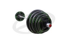 Диск олимпийский, полиуретановый, с 4-мя хватами, цвет черный с ярко зелеными полосами, 5кг Oxide Fitness OWP01
