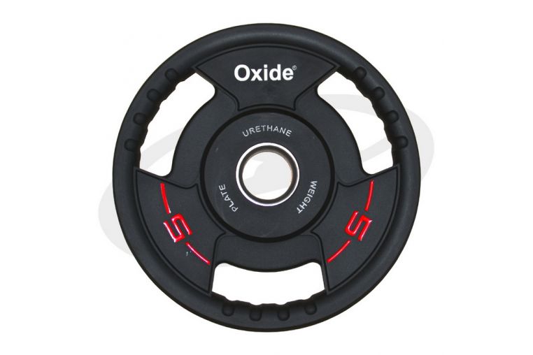 Диск олимпийский Oxide Fitness OWP02 D50мм полиуретановый, с 3-мя хватами, черный 5кг. 