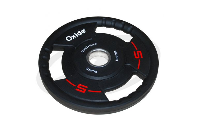 Диск олимпийский Oxide Fitness OWP02 D50мм полиуретановый, с 3-мя хватами, черный 5кг. фото 4
