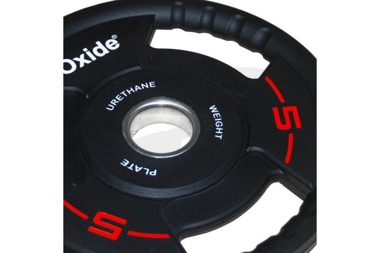 Диск олимпийский Oxide Fitness OWP02 D50мм полиуретановый, с 3-мя хватами, черный 5кг. фото 5