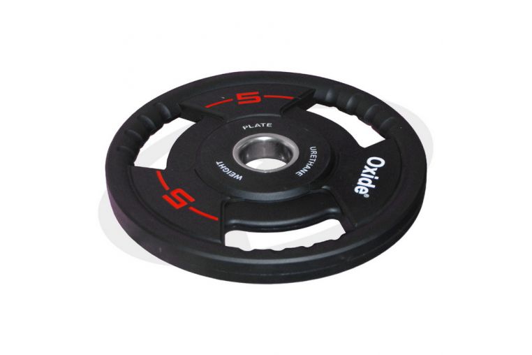 Диск олимпийский Oxide Fitness OWP02 D50мм полиуретановый, с 3-мя хватами, черный 5кг. фото 6