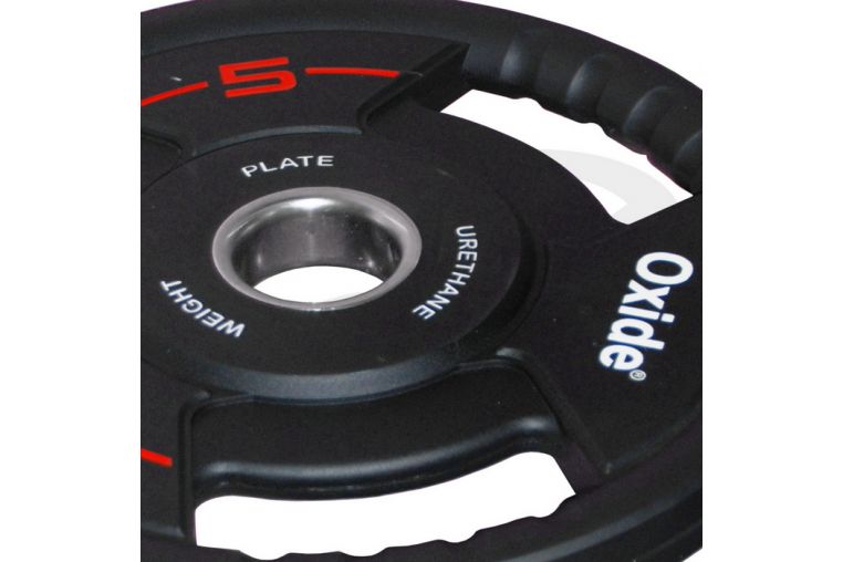 Диск олимпийский Oxide Fitness OWP02 D50мм полиуретановый, с 3-мя хватами, черный 5кг. фото 7