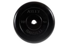 Диск обрезиненный d31мм MB Barbell Atlet 10кг черный MB-AtletB31-10