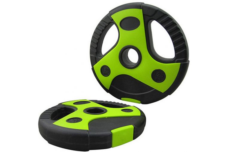 Диск пластиковый, цемент, d26 мм Sportex, 10 кг CPL-200 чёрный с зелеными вставками 