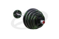 Диск олимпийский, полиуретановый, с 4-мя хватами, цвет черный с ярко зелеными полосами, 10кг Oxide Fitness OWP01