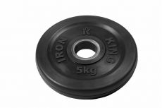 Диск Евро-Классик обрезиненный черный Iron King 5 кг, диаметр 51 мм