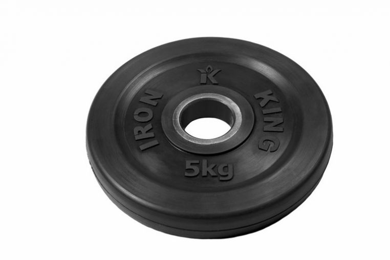 Диск Евро-Классик обрезиненный черный Iron King 5 кг, диаметр 51 мм 