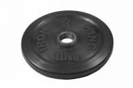 Диск Евро-Классик обрезиненный черный Iron King 10 кг, диаметр 51 мм