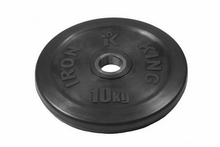 Диск Евро-Классик обрезиненный черный Iron King 10 кг, диаметр 51 мм 