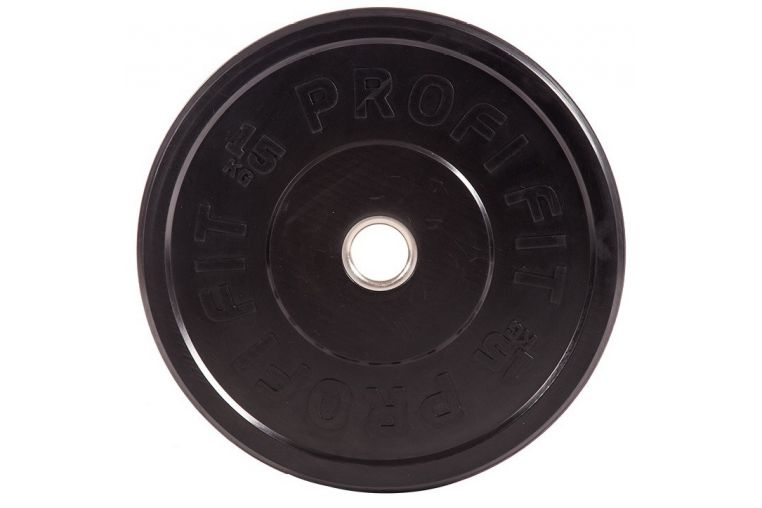 Диск для штанги Profi-Fit каучуковый, черный, d-51 15кг фото 1