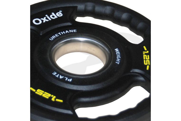 Диск олимпийский Oxide Fitness OWP02 D50мм полиуретановый, с 3-мя хватами, черный 1,25кг. фото 5