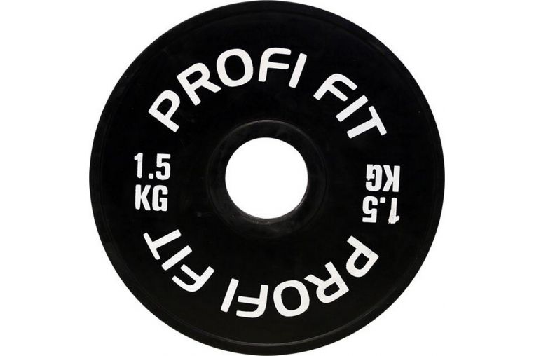 Диск для штанги Profi-Fit каучуковый, черный, d-51 1,5кг 