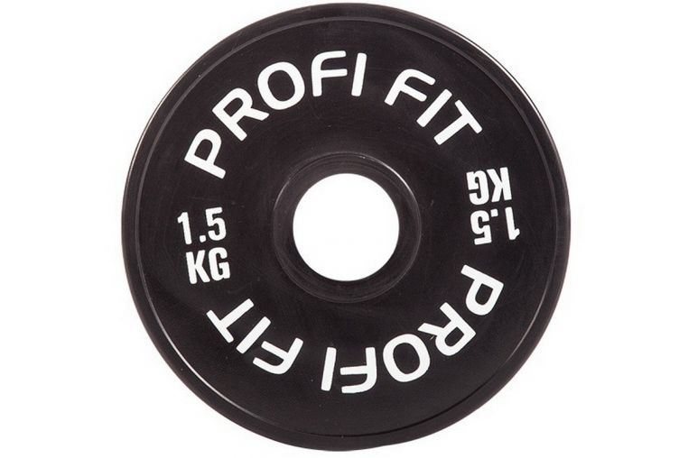 Диск для штанги Profi-Fit каучуковый, черный, d-51 1,5кг фото 2