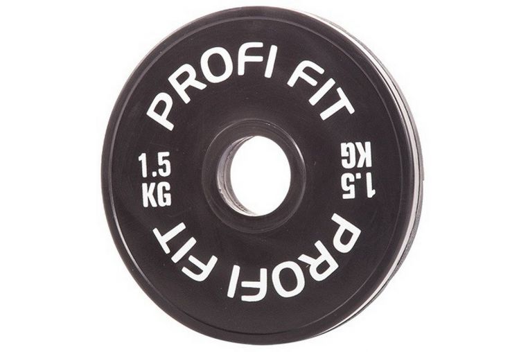Диск для штанги Profi-Fit каучуковый, черный, d-51 1,5кг фото 3