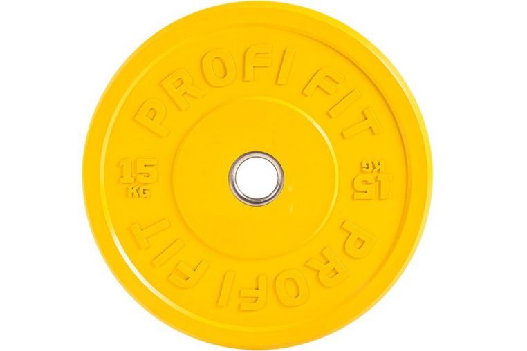 Диск для штанги Profi-Fit каучуковый, цветной, d-51 15кг фото 1