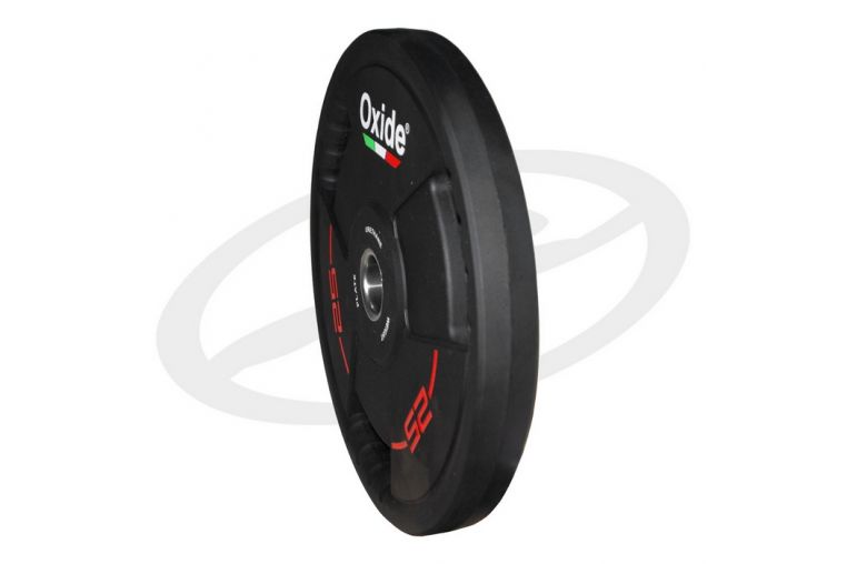 Диск олимпийский Oxide Fitness OWP02 D50мм полиуретановый, с 3-мя хватами, черный 25кг. фото 6
