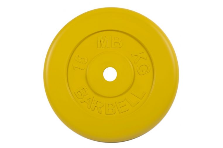 Диск обрезиненный d26мм MB Barbell MB-PltC26-15 15 кг желтый 