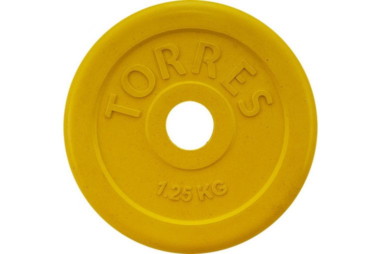 Диск обрезиненный Torres 1,25 кг PL50381, d.25мм, желтый 