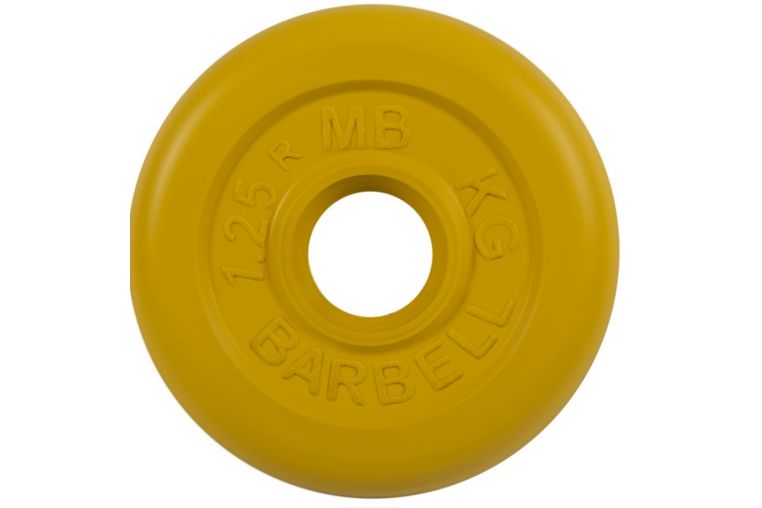 Диск обрезиненный d26мм MB Barbell MB-PltC26-1,25 1,25 кг желтый 