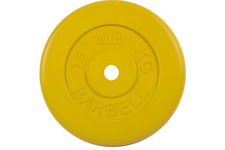 Диск обрезиненный d31мм MB Barbell MB-PltC31-15 15 кг желтый 