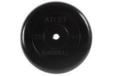 Диск обрезиненный d31мм MB Barbell Atlet 25кг черный MB-AtletB31-25