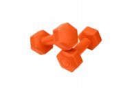 Гантель гексагональная, пластиковая 1 кг BaseFit DB-305 оранжевый, 2 шт