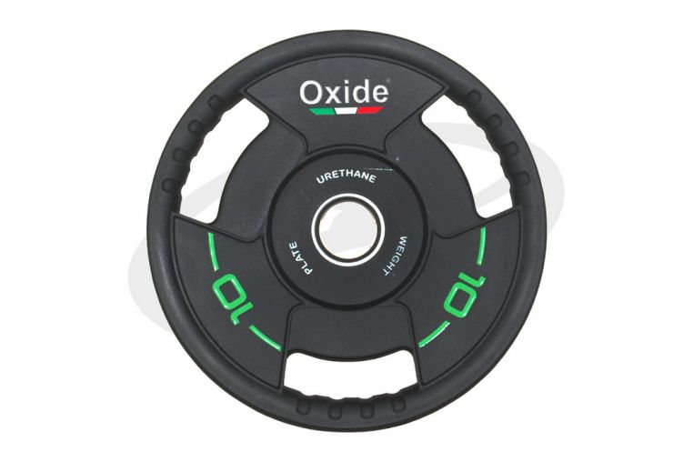 Диск олимпийский Oxide Fitness OWP02 D50мм полиуретановый, с 3-мя хватами, черный 10кг. 