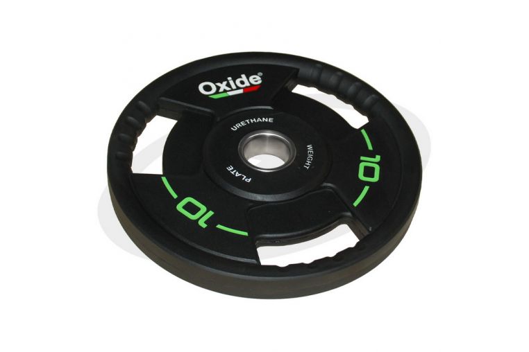 Диск олимпийский Oxide Fitness OWP02 D50мм полиуретановый, с 3-мя хватами, черный 10кг. фото 1