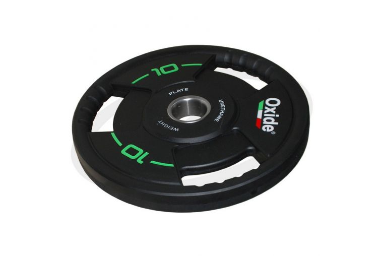 Диск олимпийский Oxide Fitness OWP02 D50мм полиуретановый, с 3-мя хватами, черный 10кг. фото 5