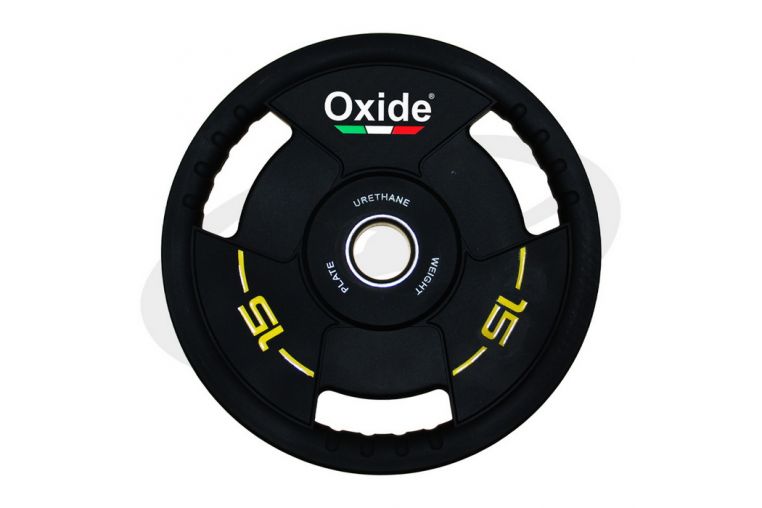 Диск олимпийский Oxide Fitness OWP02 D50мм полиуретановый, с 3-мя хватами, черный 15кг 