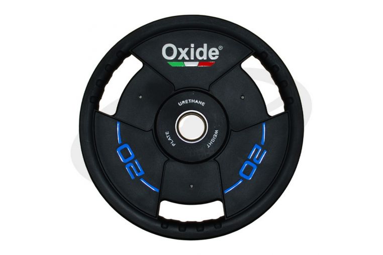 Диск олимпийский Oxide Fitness OWP02 D50мм полиуретановый, с 3-мя хватами, черный 20кг. 