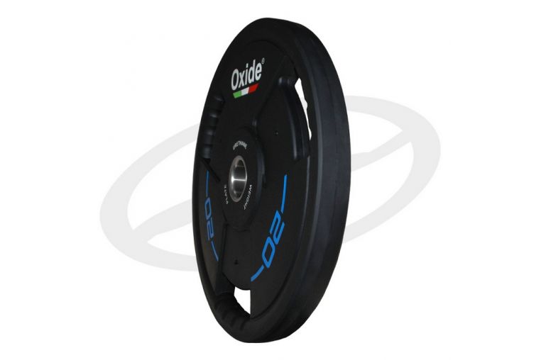 Диск олимпийский Oxide Fitness OWP02 D50мм полиуретановый, с 3-мя хватами, черный 20кг. фото 5