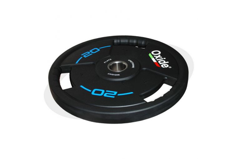 Диск олимпийский Oxide Fitness OWP02 D50мм полиуретановый, с 3-мя хватами, черный 20кг. фото 6